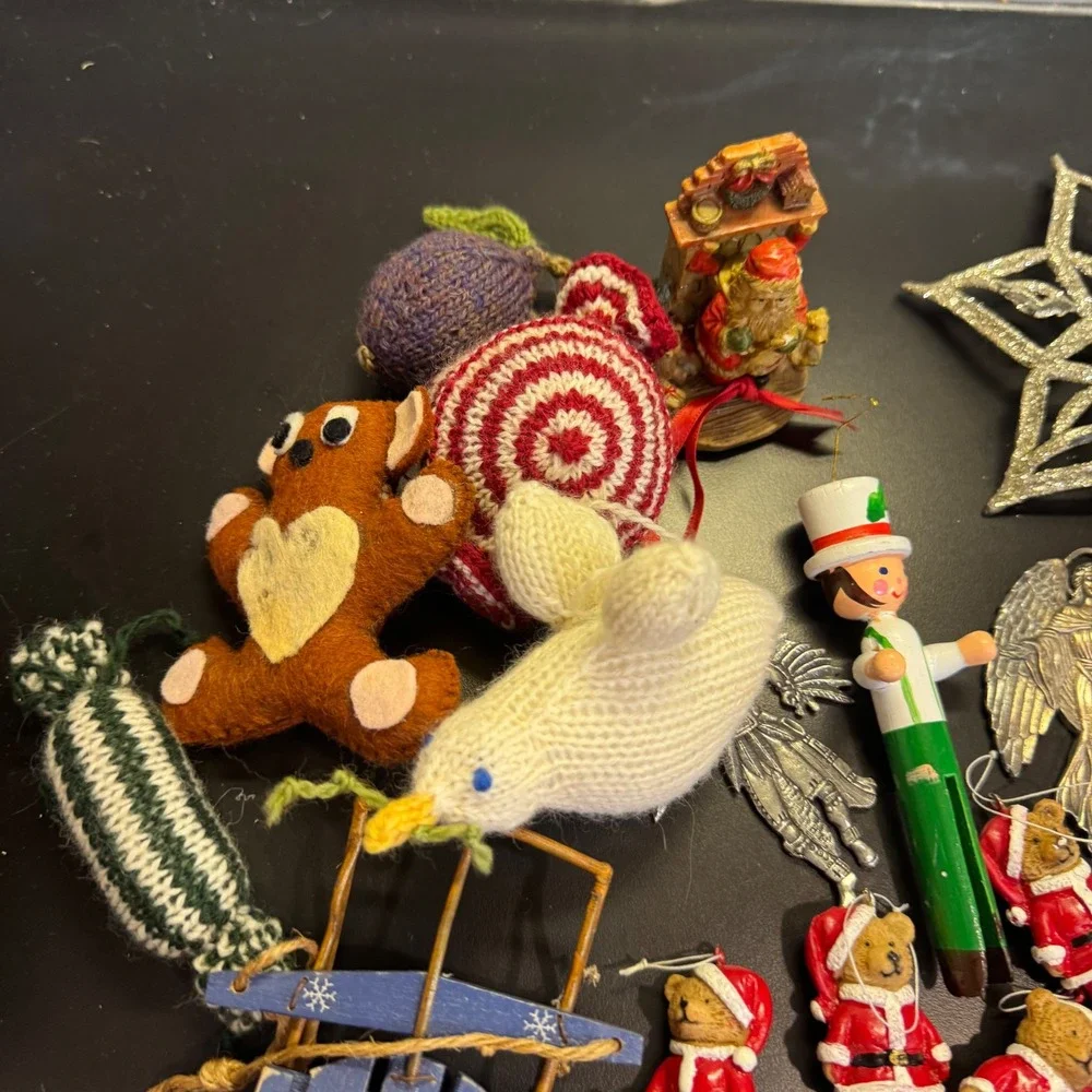 Christmas Ornament Lot Multicolored Vintage Eclectic Mix